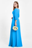 Long Sleeves V Neck Chiffon Bridesmaid Dresses Mother of the Bride Dress Evening Party Gowns