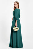Long Sleeves V Neck Chiffon Bridesmaid Dresses Mother of the Bride Dress Evening Party Gowns