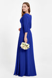 Long Sleeves V Neck Chiffon Bridesmaid Dresses Mother of the Bride Dress Evening Party Gowns