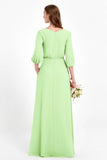 Long Sleeves V Neck Chiffon Bridesmaid Dresses Mother of the Bride Dress Evening Party Gowns