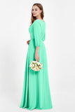 Long Sleeves V Neck Chiffon Bridesmaid Dresses Mother of the Bride Dress Evening Party Gowns