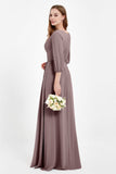 Long Sleeves V Neck Chiffon Bridesmaid Dresses Mother of the Bride Dress Evening Party Gowns