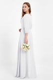 Long Sleeves V Neck Chiffon Bridesmaid Dresses Mother of the Bride Dress Evening Party Gowns