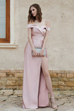 Off the Shoulder Satin Cap Sleeves Formal Evening Prom Dresses Pleated Wedding Party Gowns