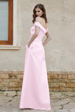 Off the Shoulder Satin Cap Sleeves Formal Evening Prom Dresses Pleated Wedding Party Gowns