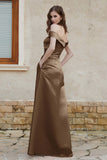 Off the Shoulder Satin Cap Sleeves Formal Evening Prom Dresses Pleated Wedding Party Gowns