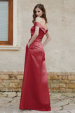 Off the Shoulder Satin Cap Sleeves Formal Evening Prom Dresses Pleated Wedding Party Gowns