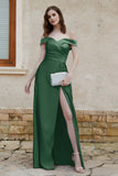 Off the Shoulder Satin Cap Sleeves Formal Evening Prom Dresses Pleated Wedding Party Gowns