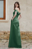 Off the Shoulder Satin Cap Sleeves Formal Evening Prom Dresses Pleated Wedding Party Gowns