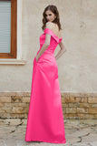 Off the Shoulder Satin Cap Sleeves Formal Evening Prom Dresses Pleated Wedding Party Gowns