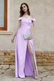 Off the Shoulder Satin Cap Sleeves Formal Evening Prom Dresses Pleated Wedding Party Gowns