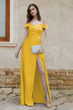 Off the Shoulder Satin Cap Sleeves Formal Evening Prom Dresses Pleated Wedding Party Gowns