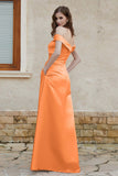 Off the Shoulder Satin Cap Sleeves Formal Evening Prom Dresses Pleated Wedding Party Gowns