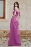 Off the Shoulder Satin Cap Sleeves Formal Evening Prom Dresses Pleated Wedding Party Gowns