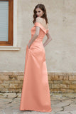 Off the Shoulder Satin Cap Sleeves Formal Evening Prom Dresses Pleated Wedding Party Gowns