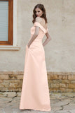 Off the Shoulder Satin Cap Sleeves Formal Evening Prom Dresses Pleated Wedding Party Gowns