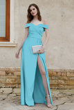 Off the Shoulder Satin Cap Sleeves Formal Evening Prom Dresses Pleated Wedding Party Gowns
