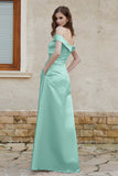 Off the Shoulder Satin Cap Sleeves Formal Evening Prom Dresses Pleated Wedding Party Gowns