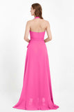 High Low Chiffon Halter Bridesmaid Dress Slit V neck Formal Prom Evening Dresses Gowns