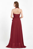 High Low Chiffon Halter Bridesmaid Dress Slit V neck Formal Prom Evening Dresses Gowns