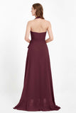 High Low Chiffon Halter Bridesmaid Dress Slit V neck Formal Prom Evening Dresses Gowns