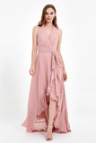 High Low Chiffon Halter Bridesmaid Dress Slit V neck Formal Prom Evening Dresses Gowns