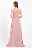 High Low Chiffon Halter Bridesmaid Dress Slit V neck Formal Prom Evening Dresses Gowns