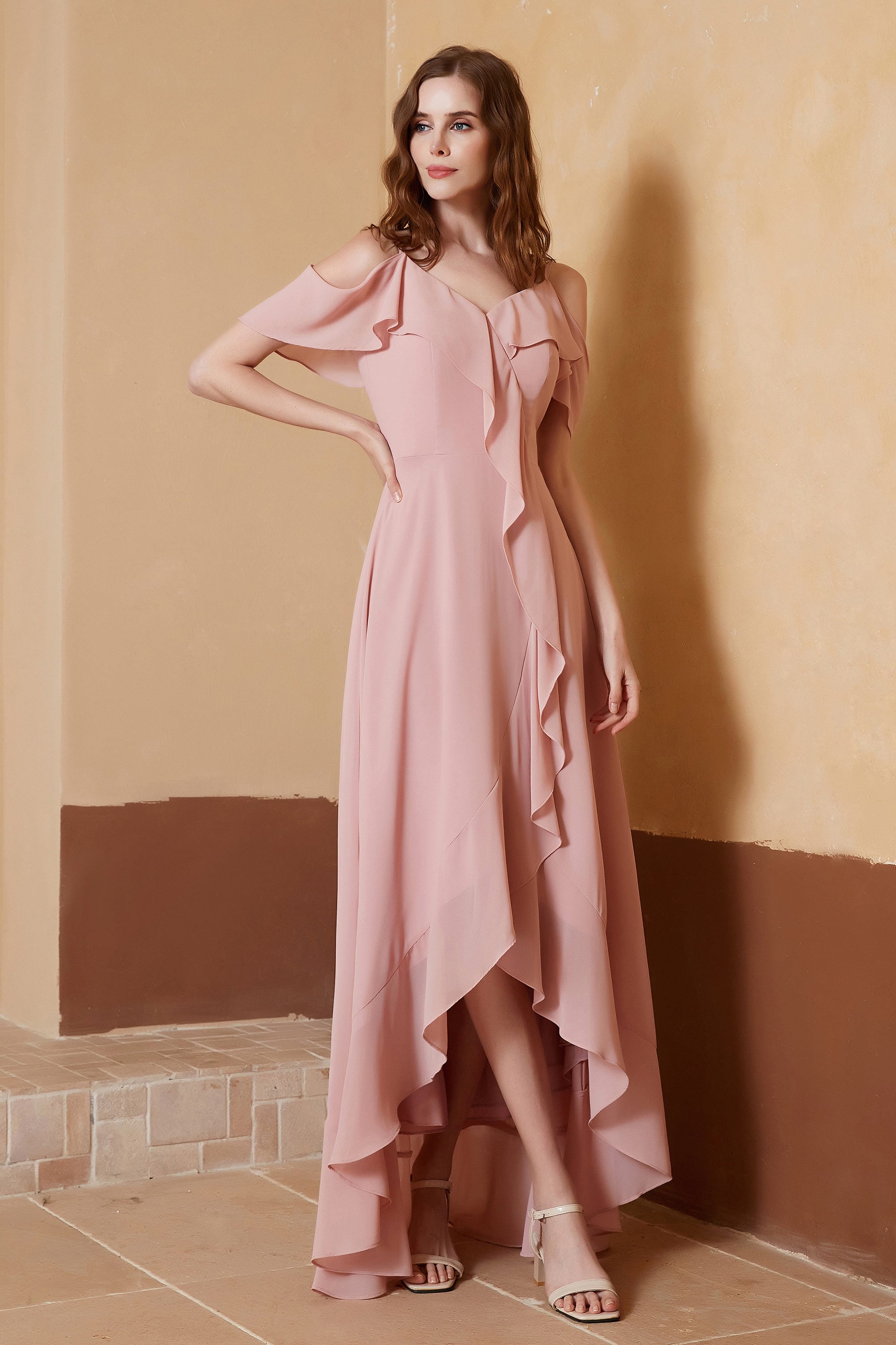 gorgeous feminine and romantic bridesmaid dress chiffon formal evening prom dresses gown