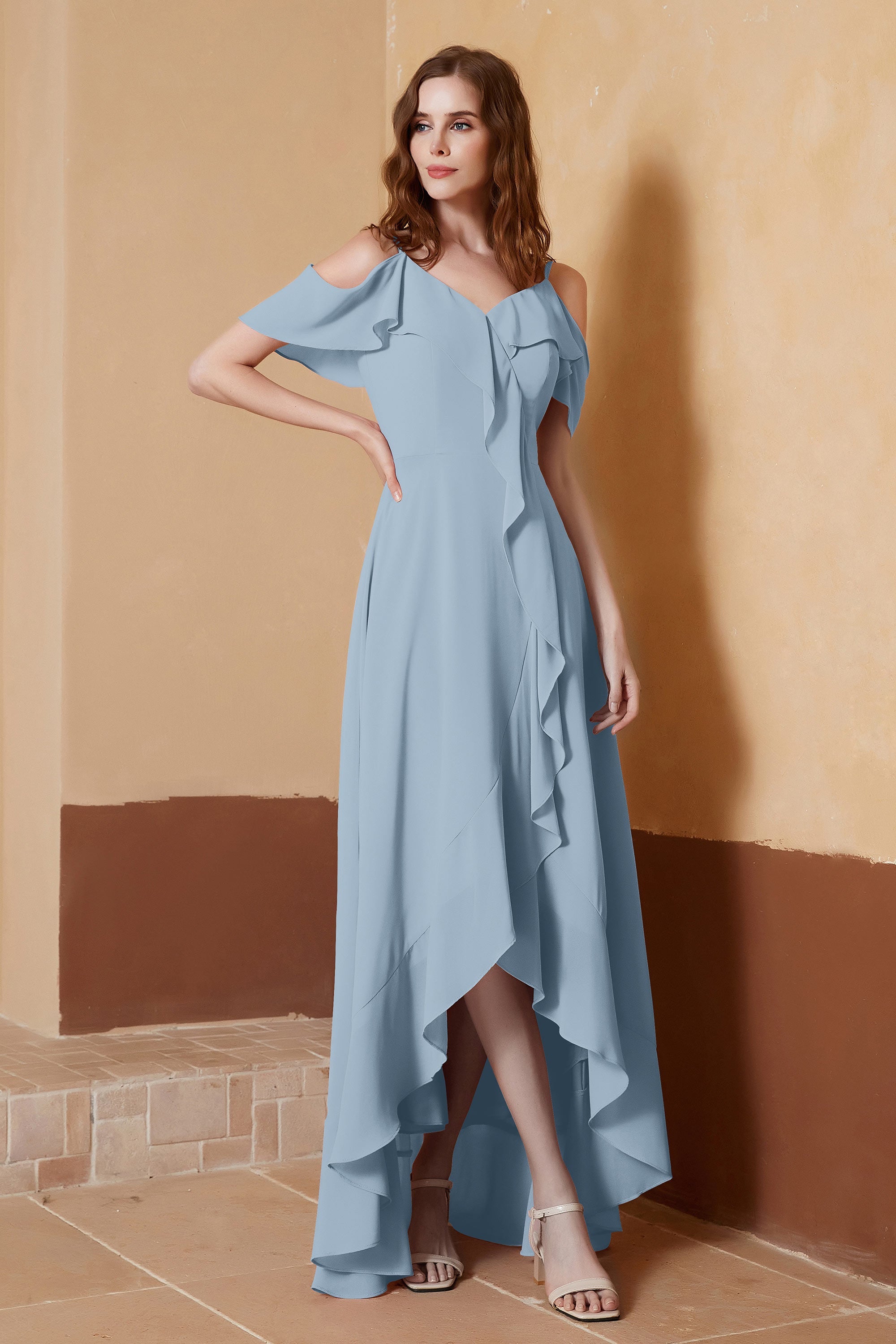 gorgeous feminine and romantic bridesmaid dress chiffon formal evening prom dresses gown