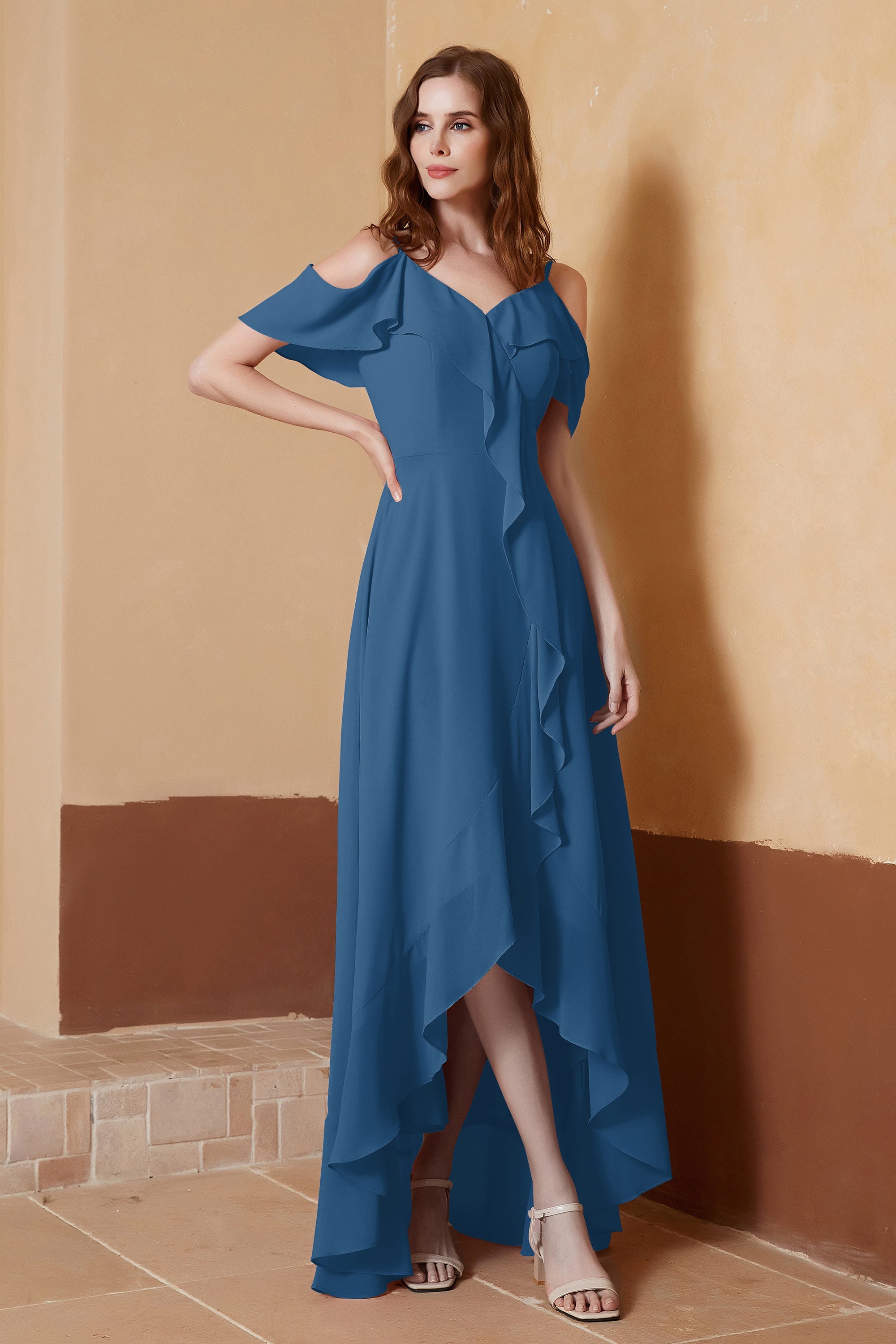 gorgeous feminine and romantic bridesmaid dress chiffon formal evening prom dresses gown