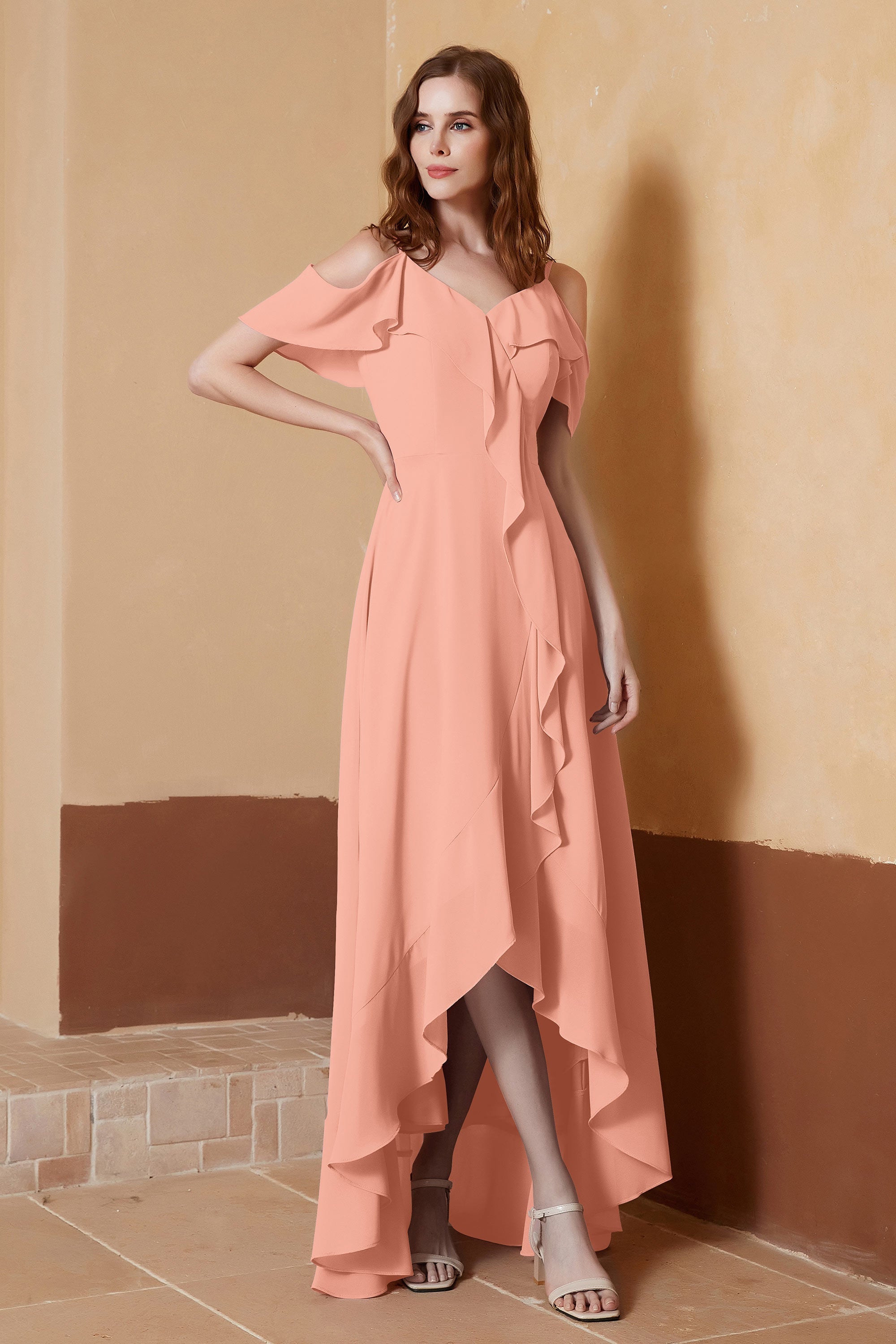 gorgeous feminine and romantic bridesmaid dress chiffon formal evening prom dresses gown