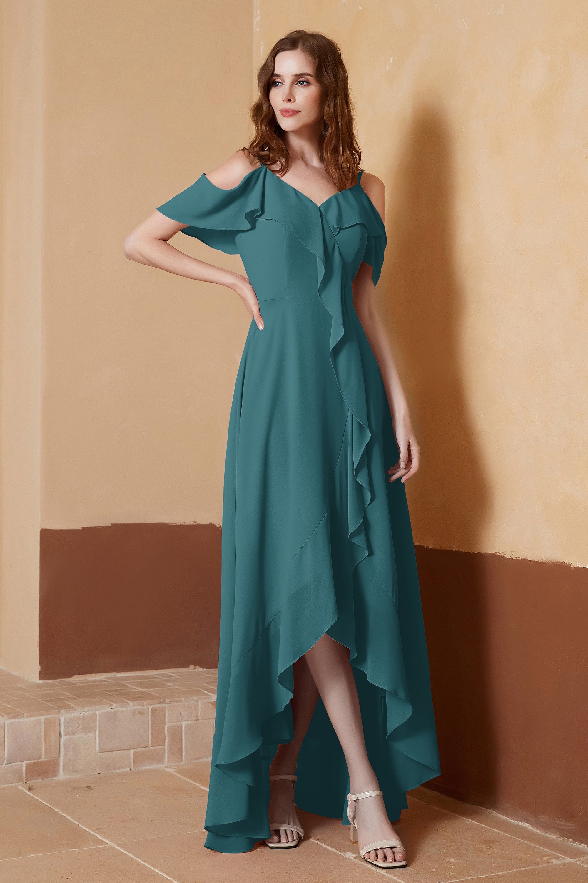 gorgeous feminine and romantic bridesmaid dress chiffon formal evening prom dresses gown
