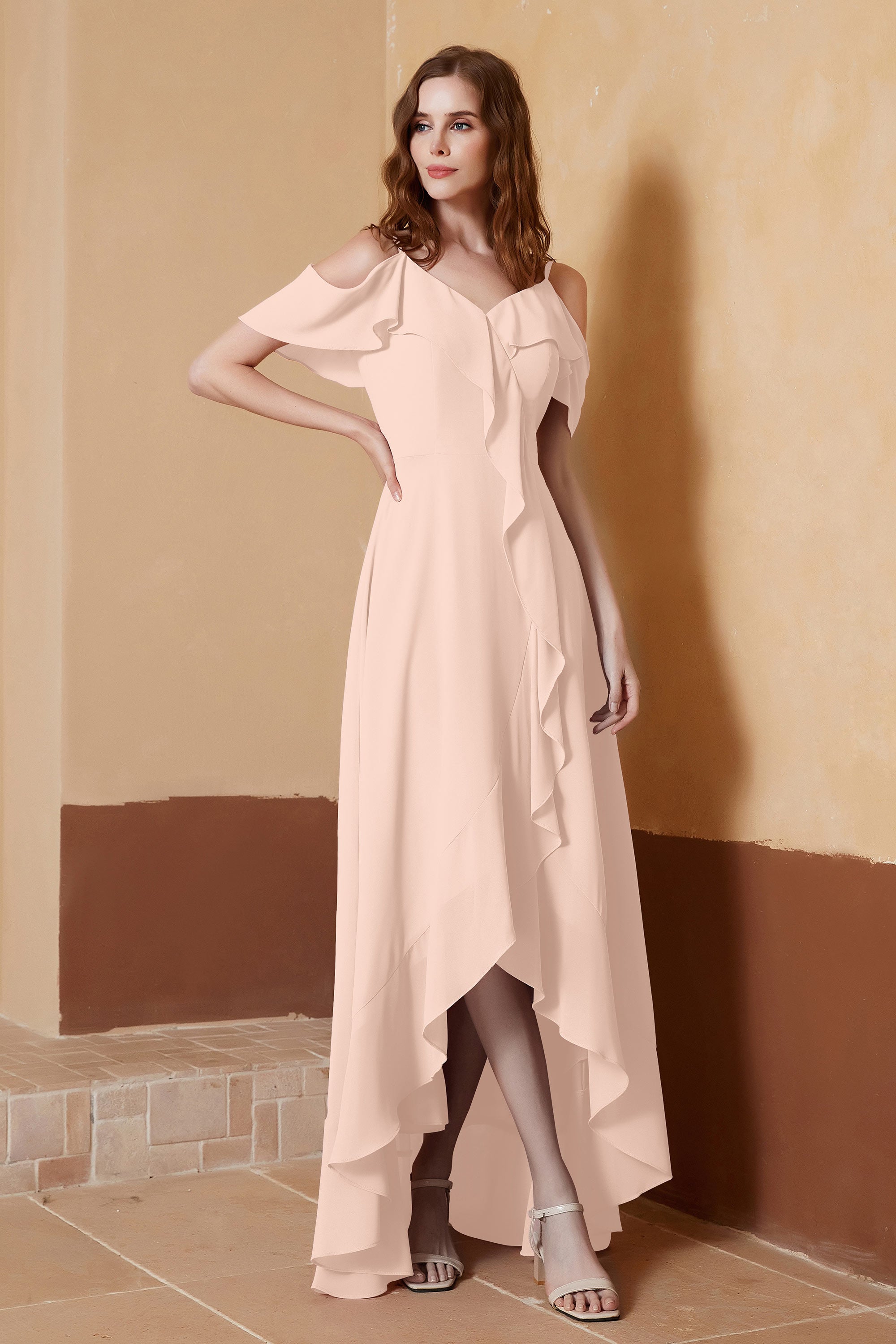 gorgeous feminine and romantic bridesmaid dress chiffon formal evening prom dresses gown