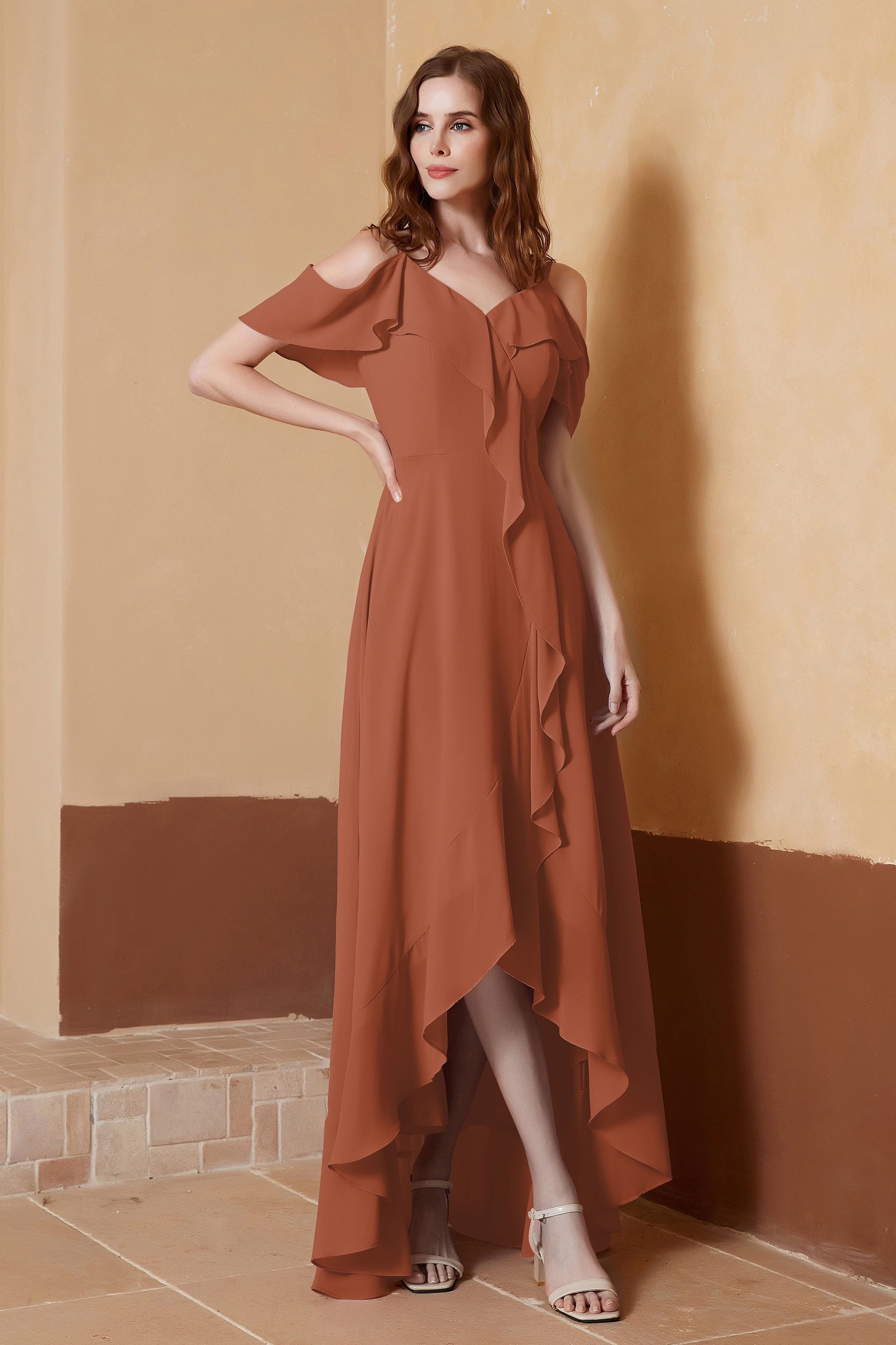 gorgeous feminine and romantic bridesmaid dress chiffon formal evening prom dresses gown
