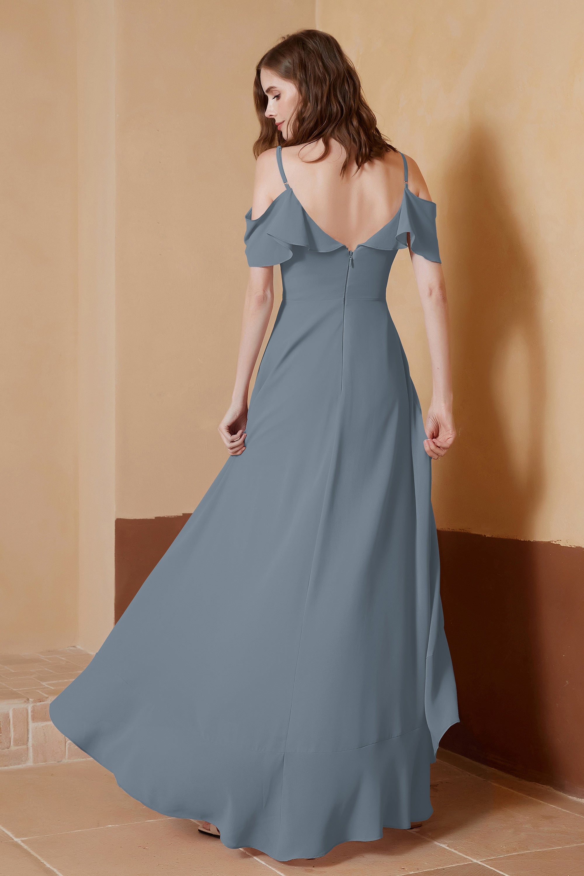 gorgeous feminine and romantic bridesmaid dress chiffon formal evening prom dresses gown