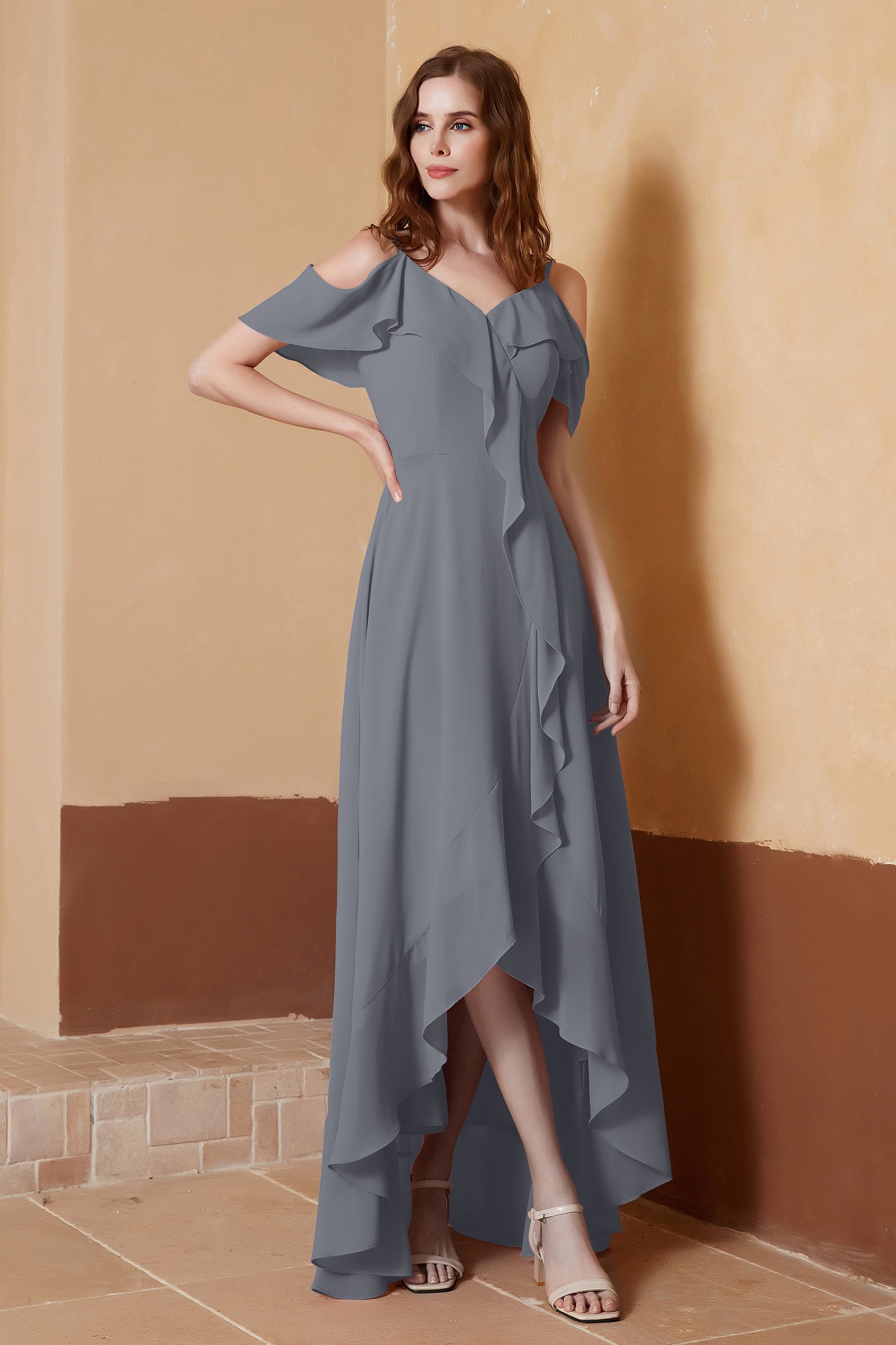 gorgeous feminine and romantic bridesmaid dress chiffon formal evening prom dresses gown