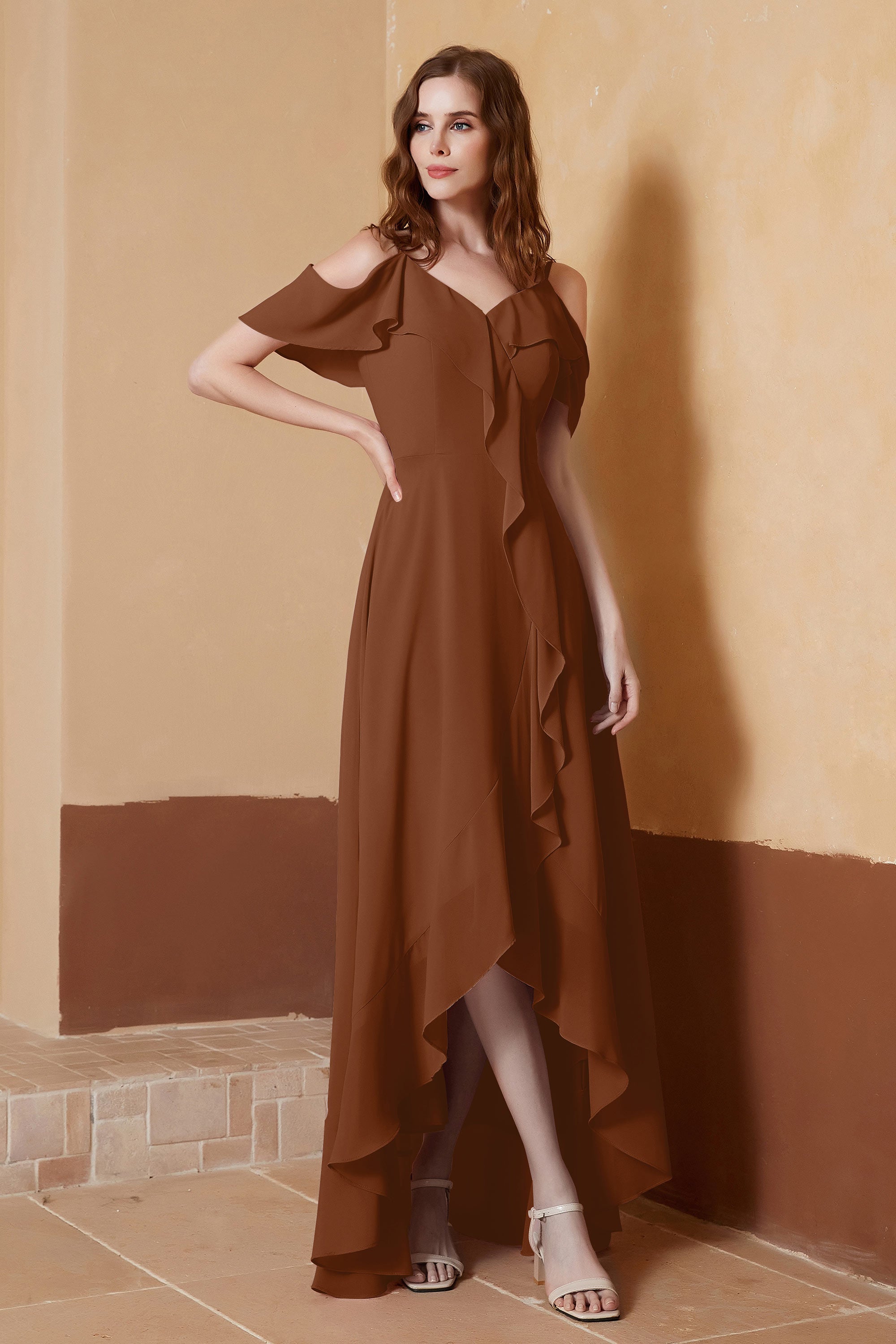 gorgeous feminine and romantic bridesmaid dress chiffon formal evening prom dresses gown