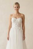 Sweetheart Tulle Lace Satin Wedding Dress With Beading