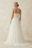 Sweetheart Tulle Lace Satin Wedding Dress With Beading
