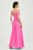 Spaghetti Straps Chiffon Pleated Ruched Bridesmaid Dress Long Formal Evening Dresses Gowns