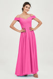 Spaghetti Straps Chiffon Pleated Ruched Bridesmaid Dress Long Formal Evening Dresses Gowns
