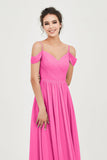 Spaghetti Straps Chiffon Pleated Ruched Bridesmaid Dress Long Formal Evening Dresses Gowns