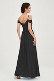 Spaghetti Straps Chiffon Pleated Ruched Bridesmaid Dress Long Formal Evening Dresses Gowns
