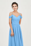 Spaghetti Straps Chiffon Pleated Ruched Bridesmaid Dress Long Formal Evening Dresses Gowns