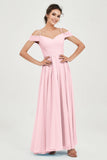 Spaghetti Straps Chiffon Pleated Ruched Bridesmaid Dress Long Formal Evening Dresses Gowns