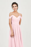 Spaghetti Straps Chiffon Pleated Ruched Bridesmaid Dress Long Formal Evening Dresses Gowns