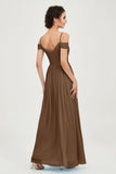 Spaghetti Straps Chiffon Pleated Ruched Bridesmaid Dress Long Formal Evening Dresses Gowns