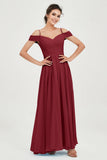 Spaghetti Straps Chiffon Pleated Ruched Bridesmaid Dress Long Formal Evening Dresses Gowns