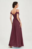 Spaghetti Straps Chiffon Pleated Ruched Bridesmaid Dress Long Formal Evening Dresses Gowns