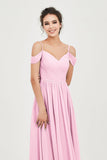 Spaghetti Straps Chiffon Pleated Ruched Bridesmaid Dress Long Formal Evening Dresses Gowns